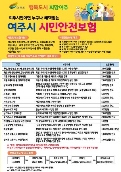 여주시, 시민안전보험 확대 운영