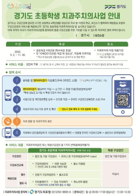 광주시, 11월까지 초등4년 3300명에 '치과주치의 사업' 시행