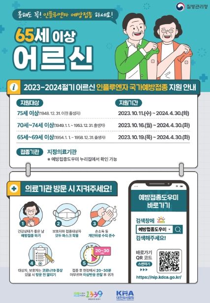 광주시, 인플루엔자(독감) 무료 예방접종 순차적으로 실시