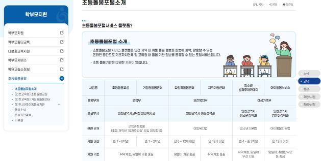 인천광역시교육청, 초등돌봄포털 서비스 개시