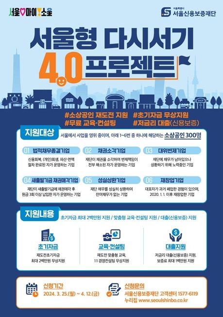 서울형 다시서기 4.0 프로젝트 모집 포스터