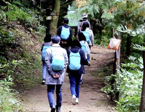 용인산림교육센터에서 진행하는 숲 체험 프로그램 모습