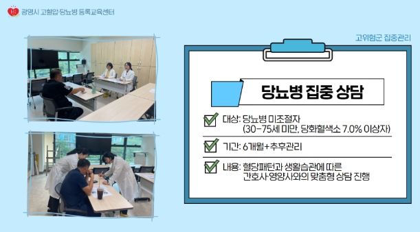 당뇨병 집중상담 프로그램 안내문.