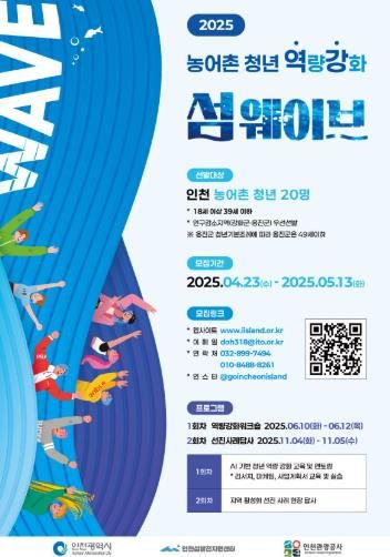 인천섬발전지원센터, 인천 농어촌 청년 대상‘섬웨이브’참가자 모집