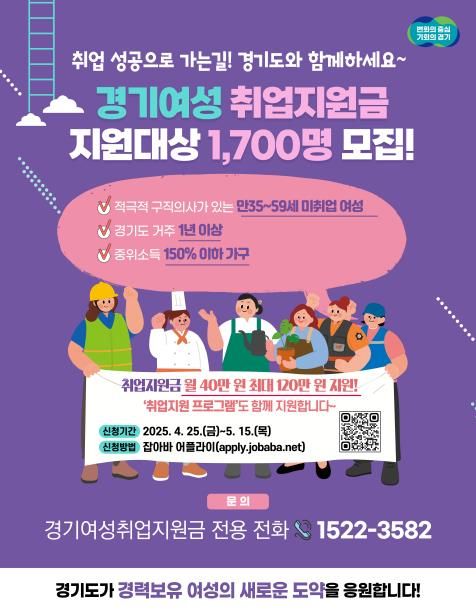2025년 경기여성취업지원금 포스터