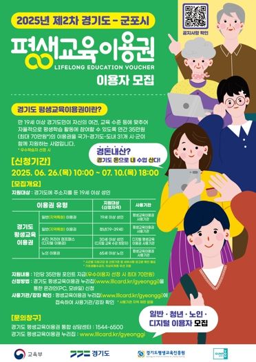 군포시, 2025년 제2차 평생교육이용권 신청 접수