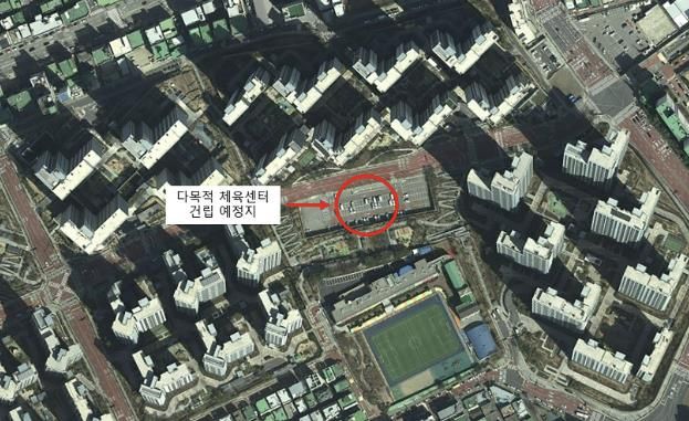 성남시 중원구 금광동 1012번지 다목적 체육센터 건립 예정지 표시도