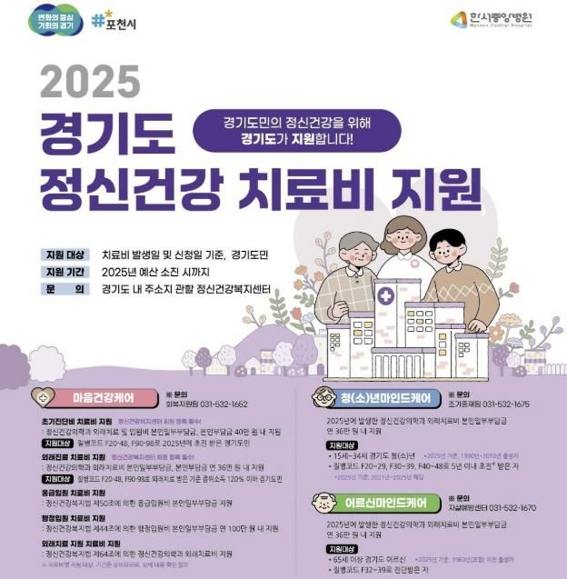 포천시, ‘마음건강케어’ 치료비 지원…정신건강·경제적 부담 동시에 잡는다