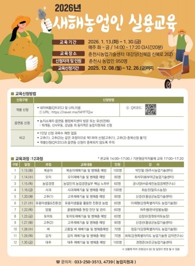 춘천시, 새해농업인실용교육 운영