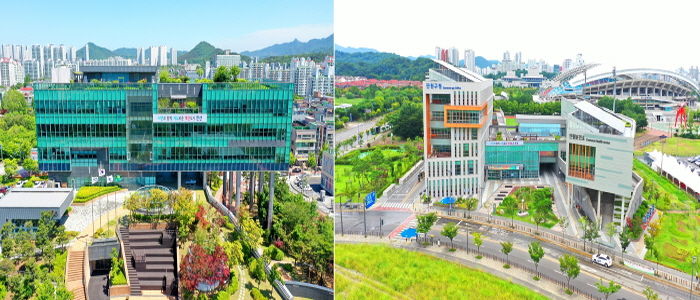 상록구청(왼쪽 사진), 단원구청(오른쪽 사진) 전경